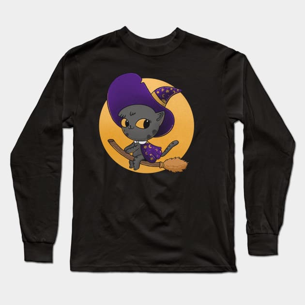 Witch Cat Long Sleeve T-Shirt by ppmid